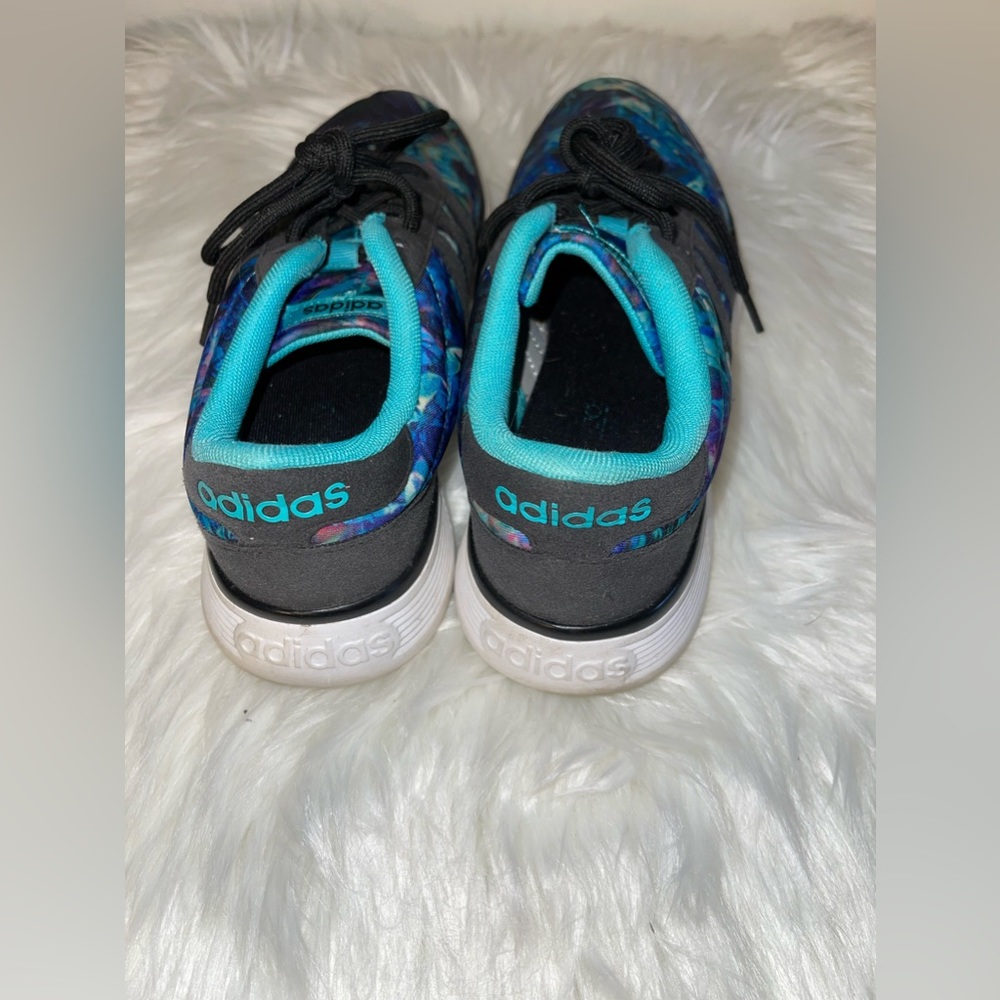 Adidas multicolored, trimmed and turquoise and gray used condition, size 8.5 - Picture 2 of 3